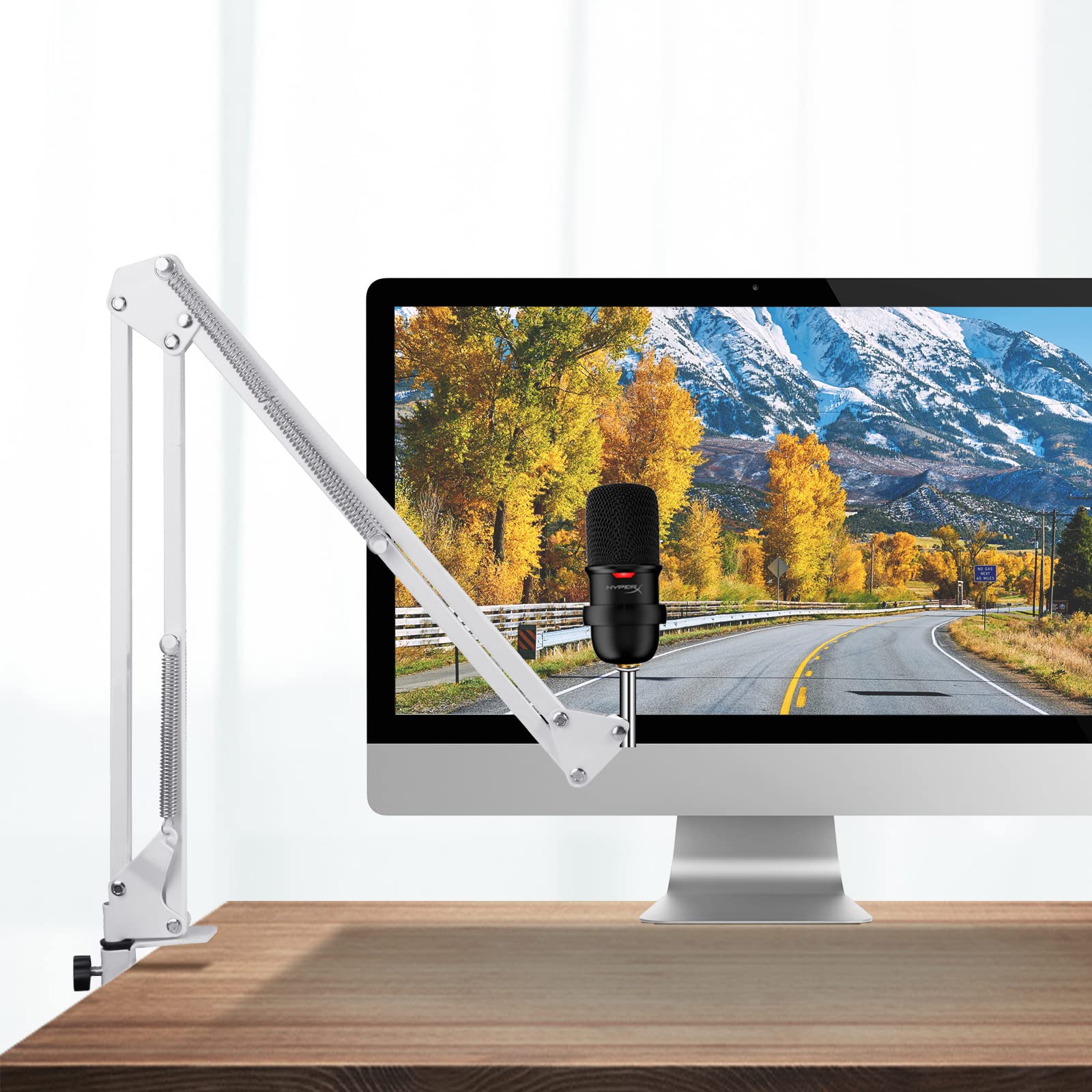 For Hyperx Solocast Microphone White Boom Arm, White Mic Desk Stand Compatible with Hyperx Solocast, White Mic Boom Arm for Gami